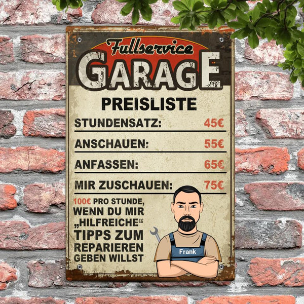 Meine Garagenregeln - Heimwerker-Türschild