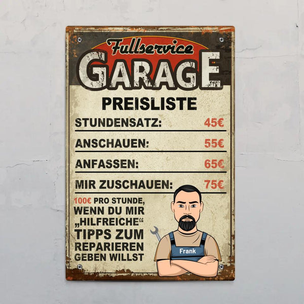 Meine Garagenregeln - Heimwerker-Türschild