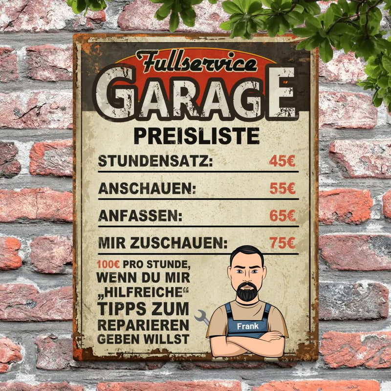 Meine Garagenregeln - Heimwerker-Türschild