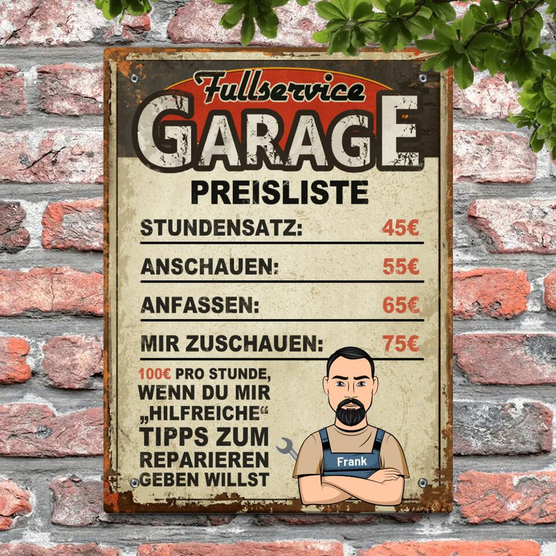 Meine Garagenregeln - Heimwerker-Türschild