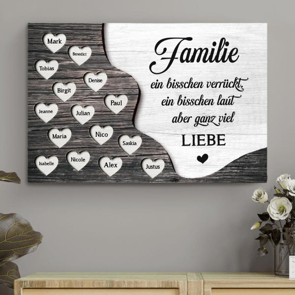 Familie im Herzen - Familien-Leinwand