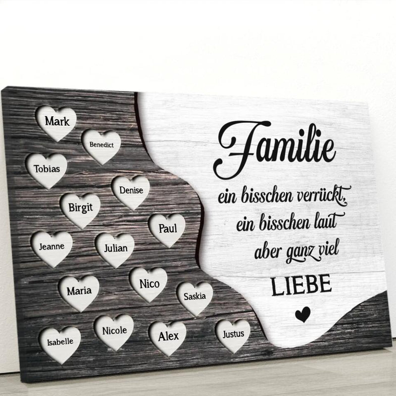 Familie im Herzen - Familien-Leinwand