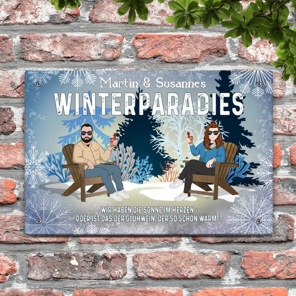 Unser Winterparadies - Outdoor-Türschild