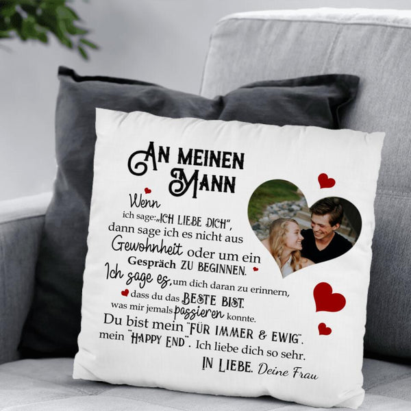 Mein Happy End (an ihn - Herzbild) - Paar-Kissen