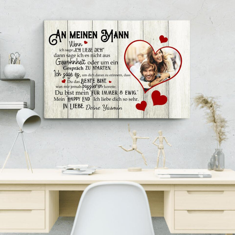 Mein Happy End (an ihn - Herzbild) - Paar-Leinwand