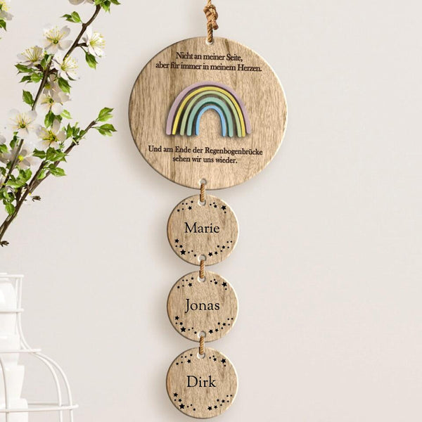 Regenbogenbrücke - Familien-Holzanhänger