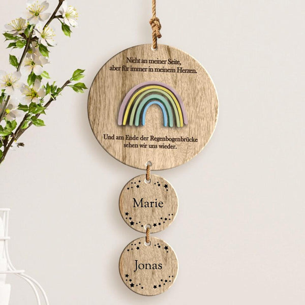 Regenbogenbrücke - Familien-Holzanhänger
