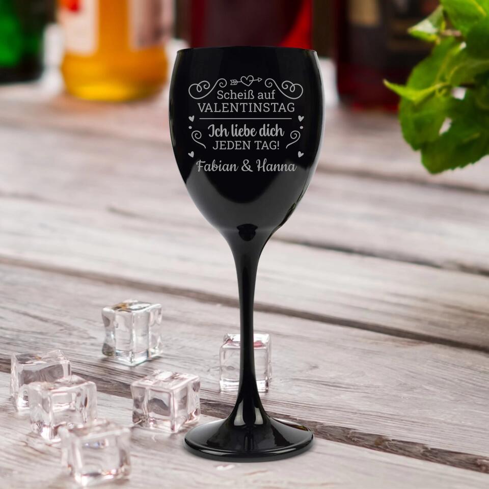 Valentinstag - Beschichtetes Weinglas