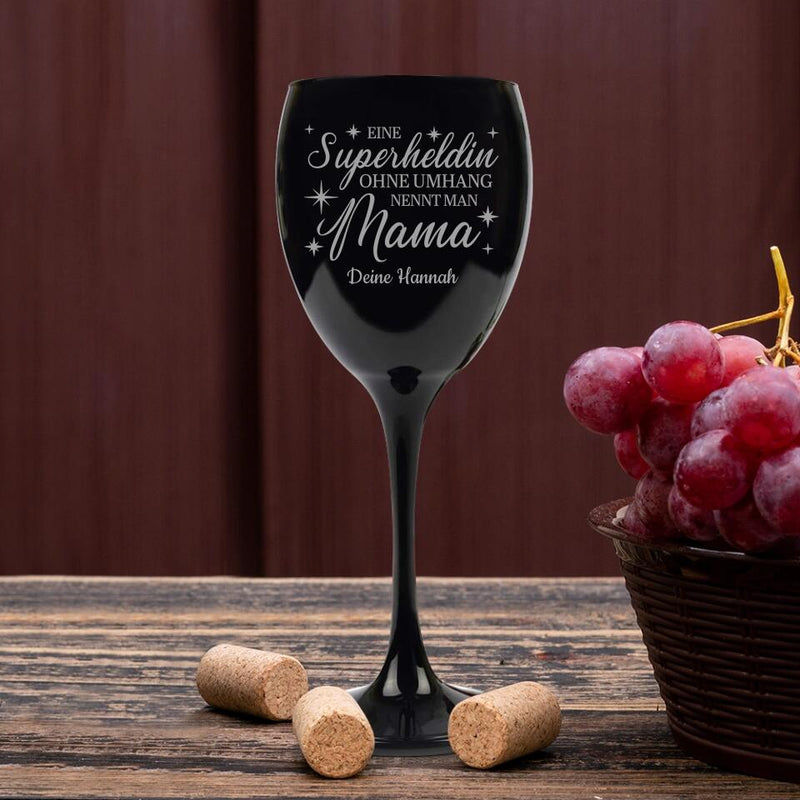 Superheldin - Eltern-Beschichtetes Weinglas