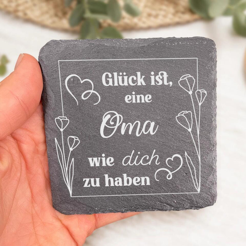 Glück ist... - Familien-Schieferuntersetzer