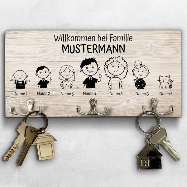 Strichmännchen Familie - Familien-Schlüsselbrett