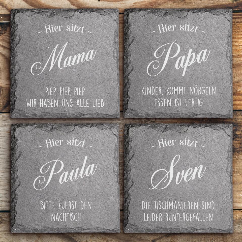 Zu Tisch - Familien-Schieferuntersetzer