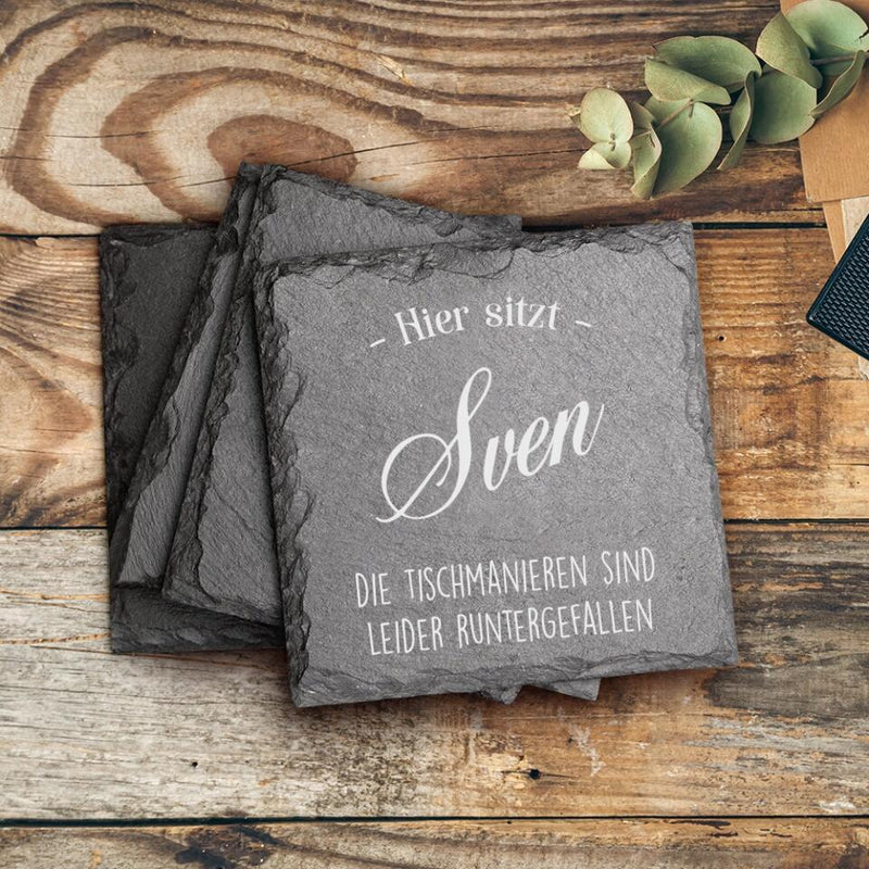 Zu Tisch - Familien-Schieferuntersetzer