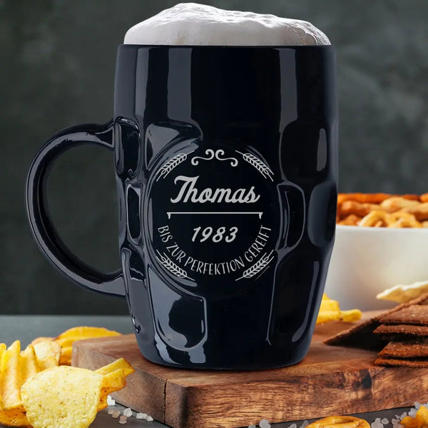 Perfektion - Individueller Bierkrug (schwarz)