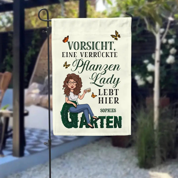 Verrückte Gartenlady - Individuelle Gartenflagge