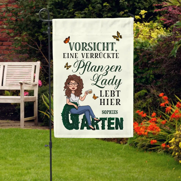 Verrückte Gartenlady - Individuelle Gartenflagge