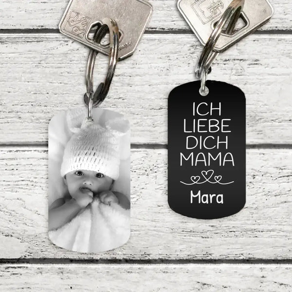 Meine Mama - Eltern-Schlüsselanhänger (Gravur-Schwarz/Weiß)