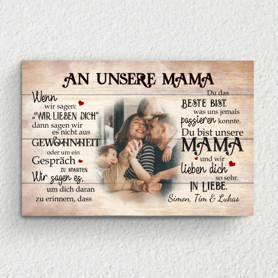 An unsere Mama - Eltern-Leinwand