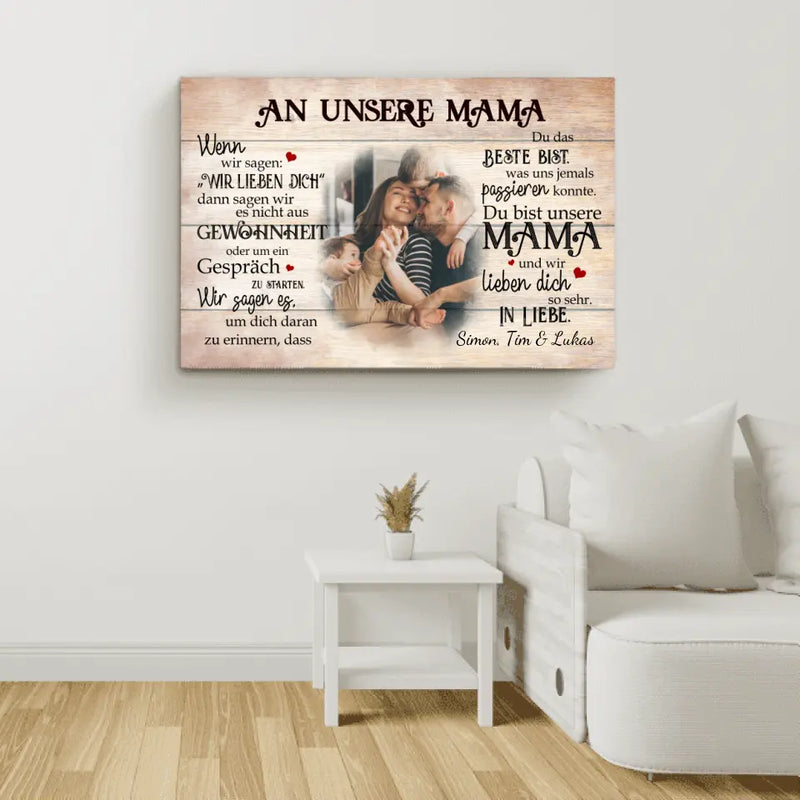An unsere Mama - Eltern-Leinwand