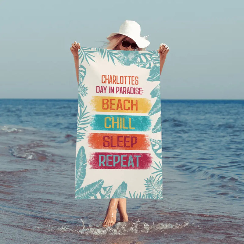 Beach Chill Sleep Repeat - Individuelles Strandtuch