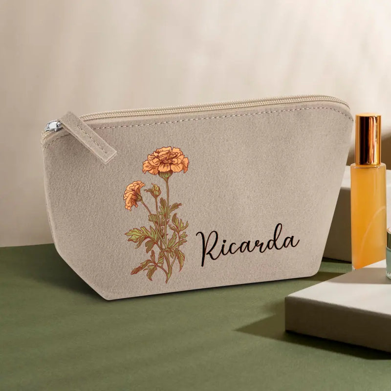 Deine Blume - Individuelle Kosmetiktasche Filz