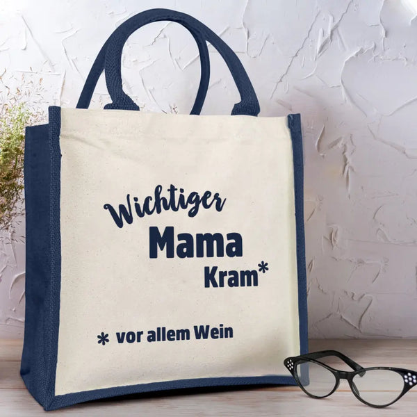 Jutetasche Natur "Mamas Wichtiger Kram" personalisierte Geschenkidee zum Muttertag von Love & Faith