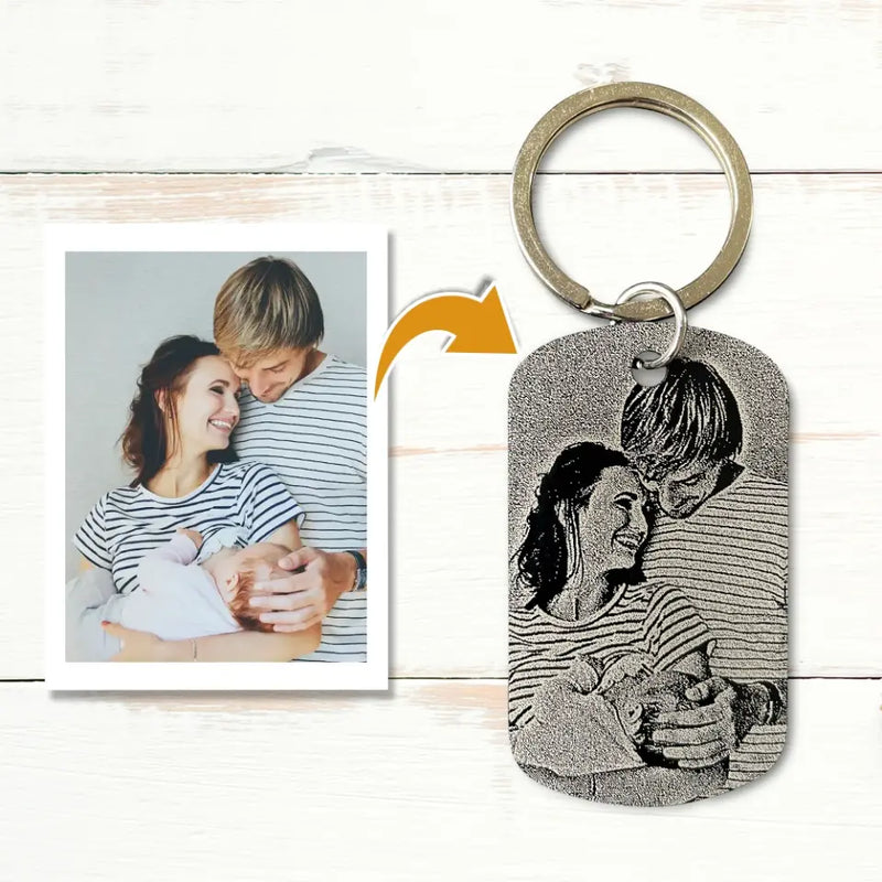 Frohen Vatertag - Eltern-Schlüsselanhänger (Gravur - Schwarz/Weiß)