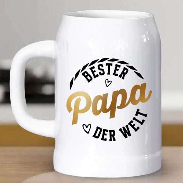 Bester Papa - Personalisierter Bierkrug aus Keramik für Papa