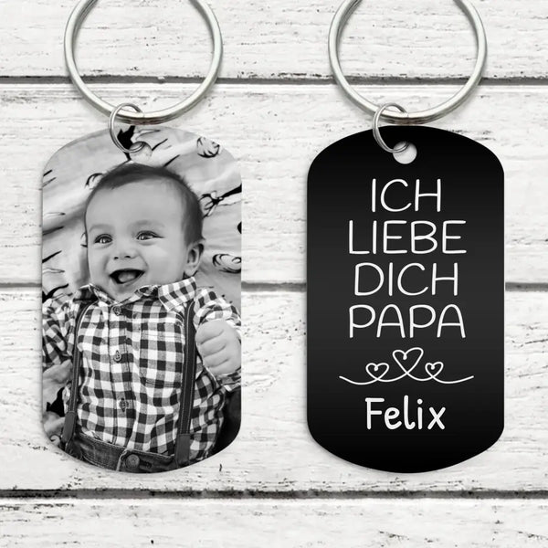 Papa - Eltern-Schlüsselanhänger (Graviert - Schwarz/Weiß)