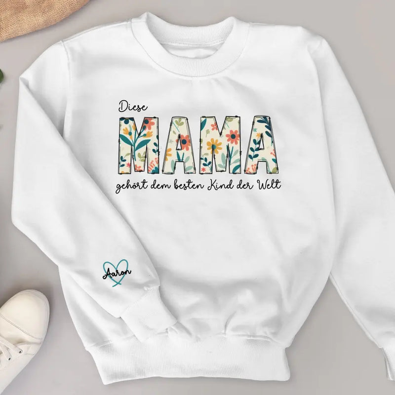 Beste Mama - Personalisierter Blumen-Sweater für Mama und Oma