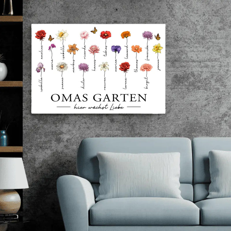 Hier wächst Liebe - Personalisierte Leinwand für Oma und Mama