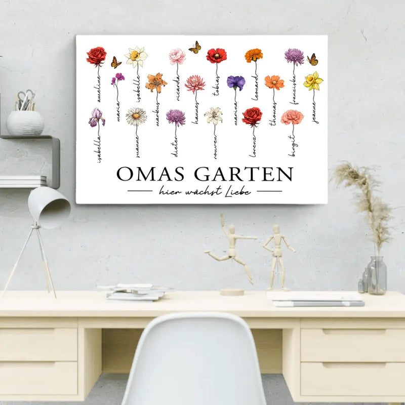 Hier wächst Liebe - Personalisierte Leinwand für Oma und Mama