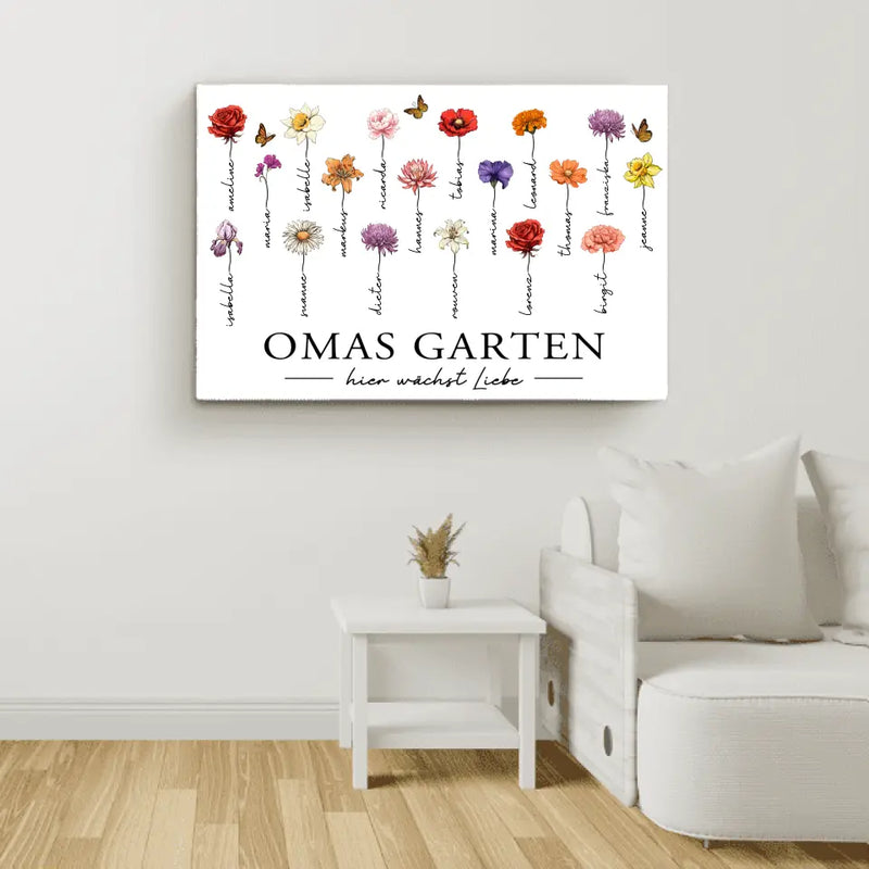 Hier wächst Liebe - Personalisierte Leinwand für Oma und Mama