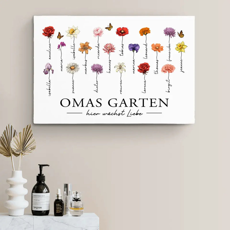 Hier wächst Liebe - Personalisierte Leinwand für Oma und Mama