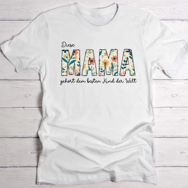Beste Mama - Personalisiertes Blumen-T-Shirt für Mama und Oma