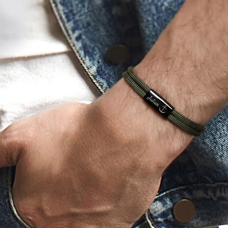 Für dich - Personalisiertes Segeltau Armband mit Namen und Symbol unisex