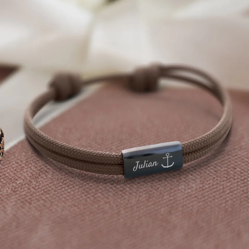 Für dich - Personalisiertes Segeltau Armband mit Namen und Symbol unisex