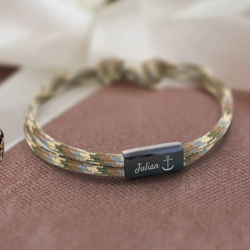 Für dich - Personalisiertes Segeltau Armband mit Namen und Symbol unisex