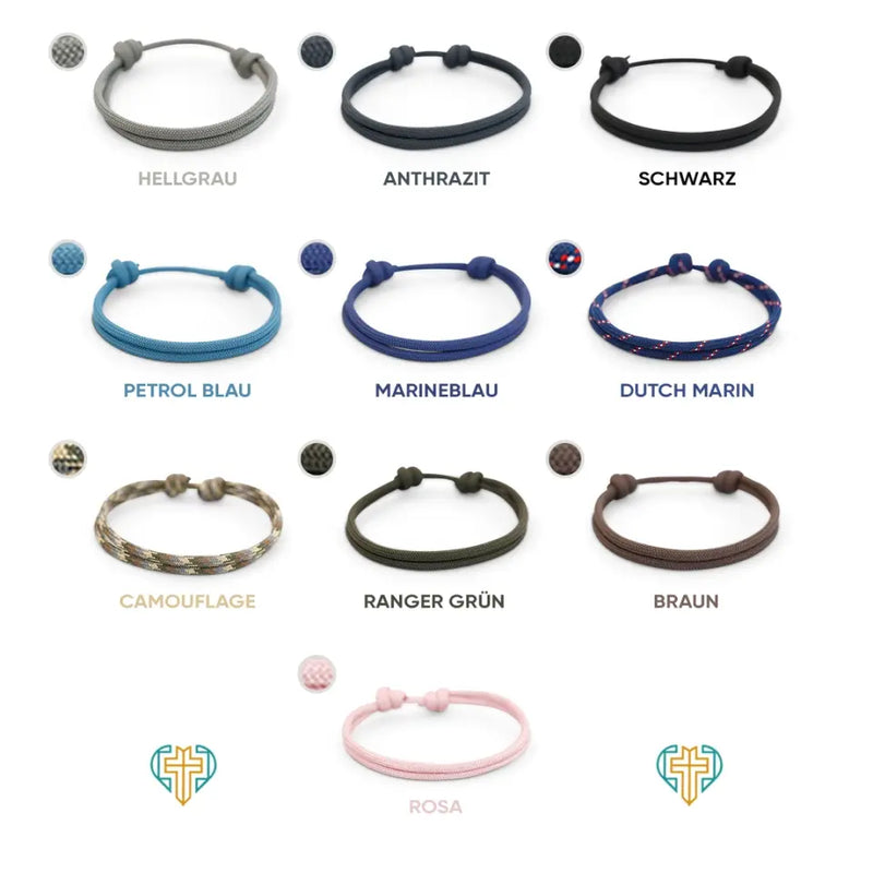 Für dich - Personalisiertes Segeltau Armband mit Namen und Symbol unisex