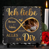 Alles an dir - Personalisierte Schieferplatte für Paare mit Unendlichkeitszeichen und Foto