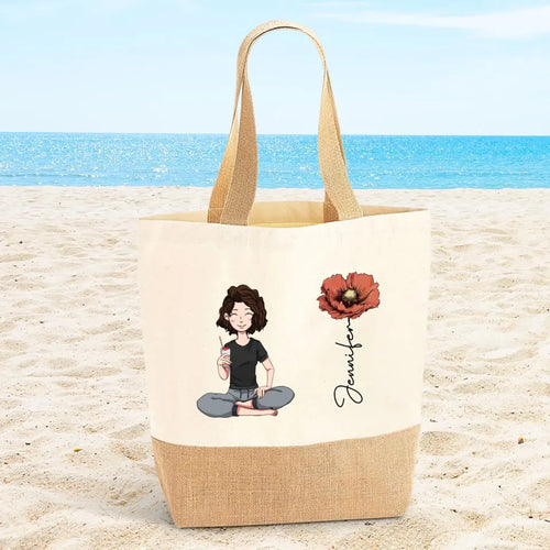 Beachtime - Individuelle Personalisierte Strandtasche mit Blume