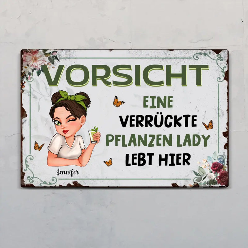 Pflanzen Mama - Personalisiertes Türschild für den Garten
