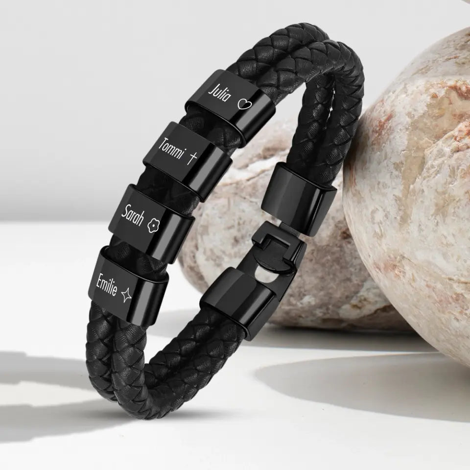 Personalisiertes Lederarmband mit Gravur für die Familie – Familienbande – Motiv 3