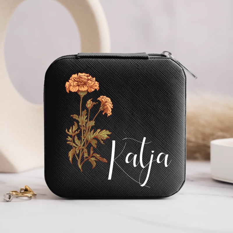 Schwarzes Schmucketui aus PU Leder mit Personalisierung - gefertigt von Love & Faith