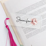 transparentes Lesezeichen mit pinker Kordel mit Grafik personalisierbar - gefertigt von Love & Faith