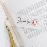 transparentes Lesezeichen mit goldfarbener Kordel mit Grafik personalisierbar - gefertigt von Love & Faith
