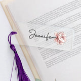transparentes Lesezeichen mit violetter Kordel mit Grafik personalisierbar - gefertigt von Love & Faith