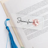 transparentes Lesezeichen mit mittelblauer Kordel mit Grafik personalisierbar - gefertigt von Love & Faith