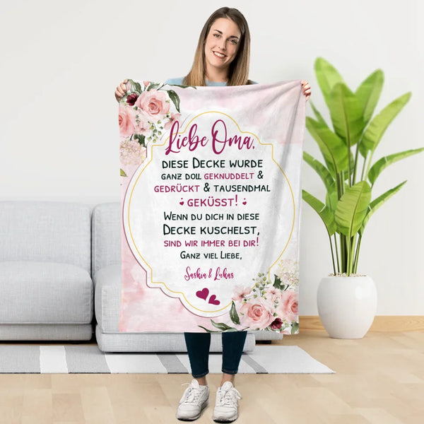 Personalisierte Oma/Opa Decke – Fleece, 50 X 60 Zoll, Mit Individuellen Namen, Burgunderfarben