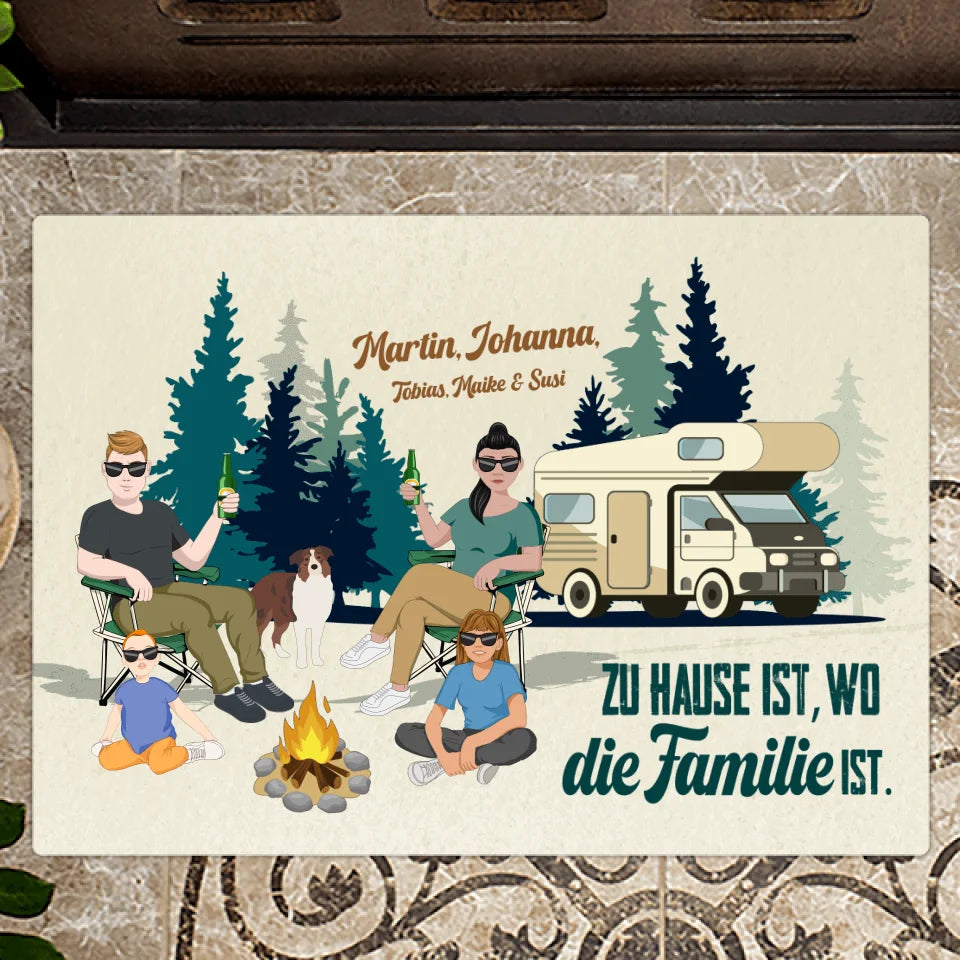 Camping Fußmatte 70x50cm mit witzigem Spruch personalisiert gefertigt von Love & Faith